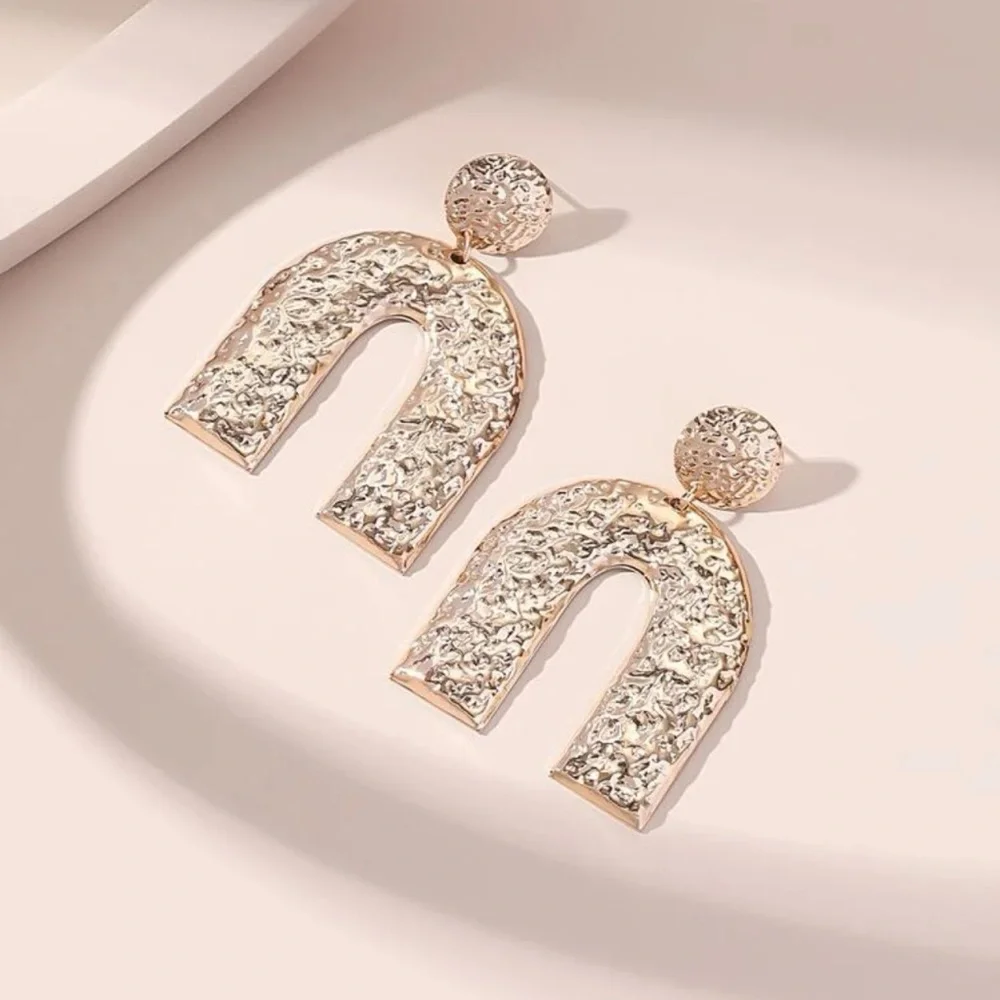 Gold Arch Geometric Drop Earrings